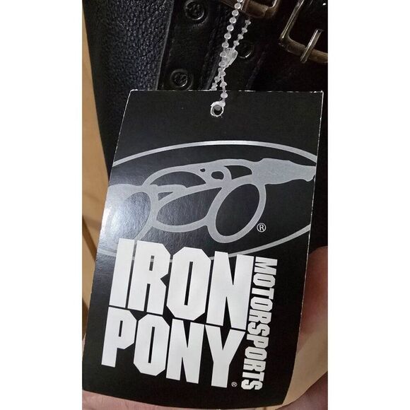 Mens First Classics Iron Pony Leather Motorcycle Chaps With Studs & Buckles Blac - Picture 2 of 16